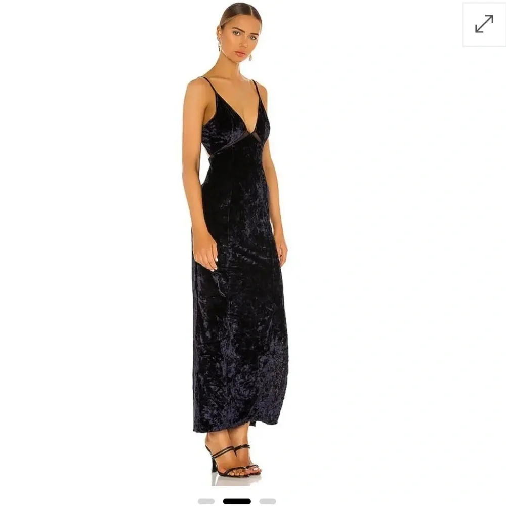 Free People Low Key Crushin Elegant Dark Navy Velvet Evening Dress . Size Xs